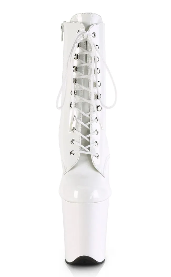 FLAMINGO-1020 White Patent Ankle Boots