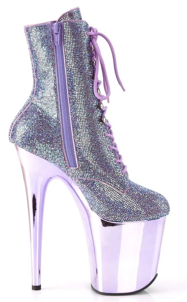 FLAMINGO-1020CHRS Lavender Rhinestone Ankle Boots