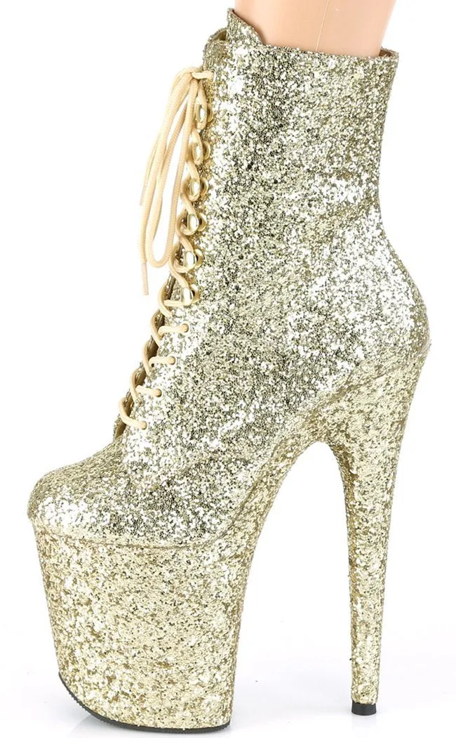 FLAMINGO-1020GWR Gold Glitter Ankle Boots