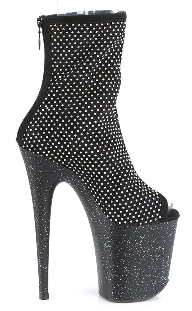 FLAMINGO-1031GM Black Rhinestone Ankle Boots