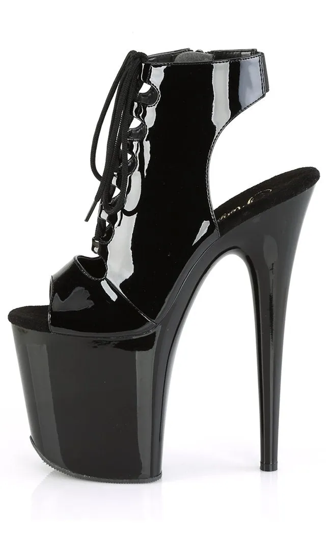 FLAMINGO-800-20 Black Patent Platform Heels