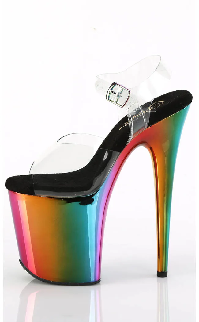 FLAMINGO-808RC Clear & Rainbow Chrome Heels