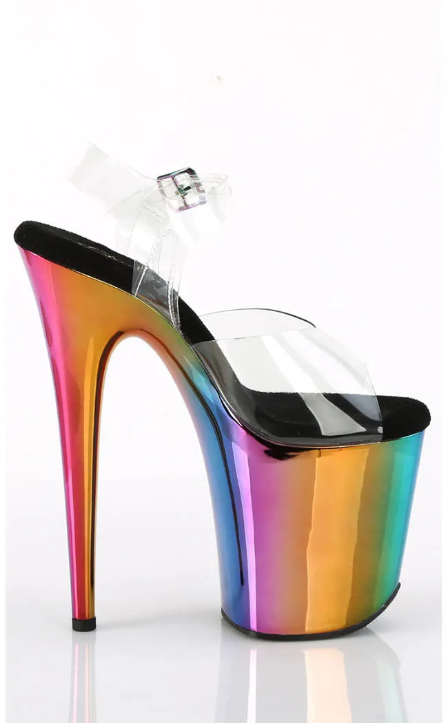 FLAMINGO-808RC Clear & Rainbow Chrome Heels