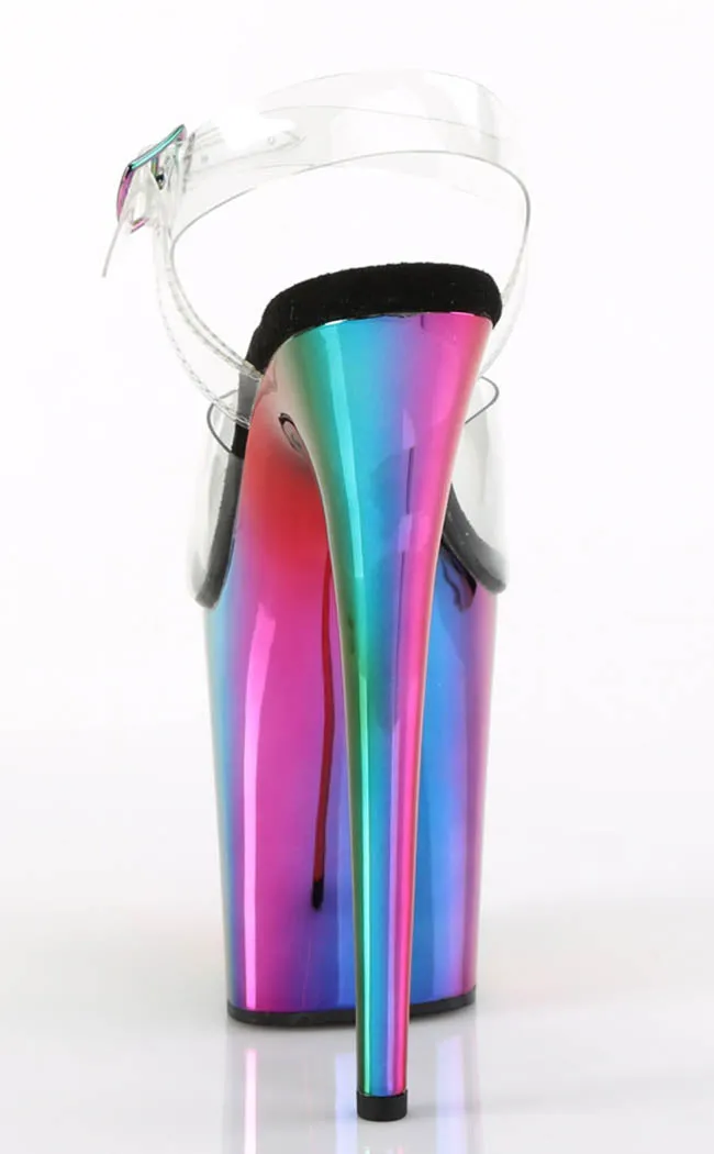 FLAMINGO-808RC Clear & Rainbow Chrome Heels