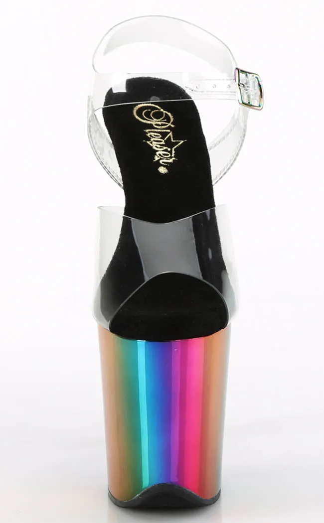 FLAMINGO-808RC Clear & Rainbow Chrome Heels