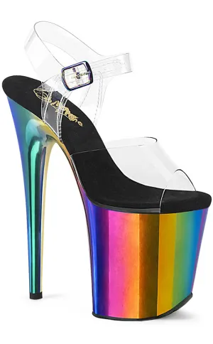 FLAMINGO-808RC Clear & Rainbow Chrome Heels