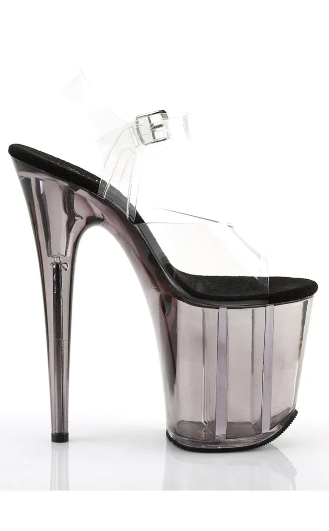 FLAMINGO-808T Clear & Grey Platform Heels