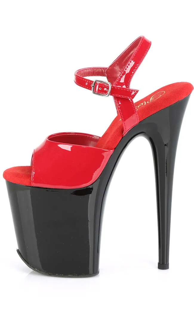 FLAMINGO-809 Red Patent & Black Platform Heels