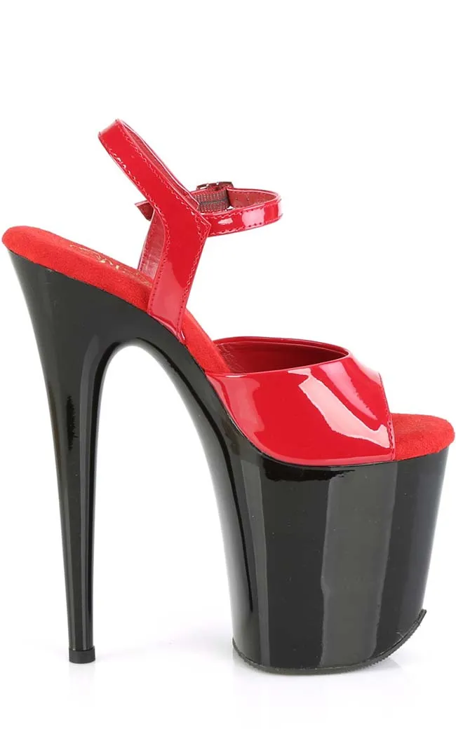 FLAMINGO-809 Red Patent & Black Platform Heels