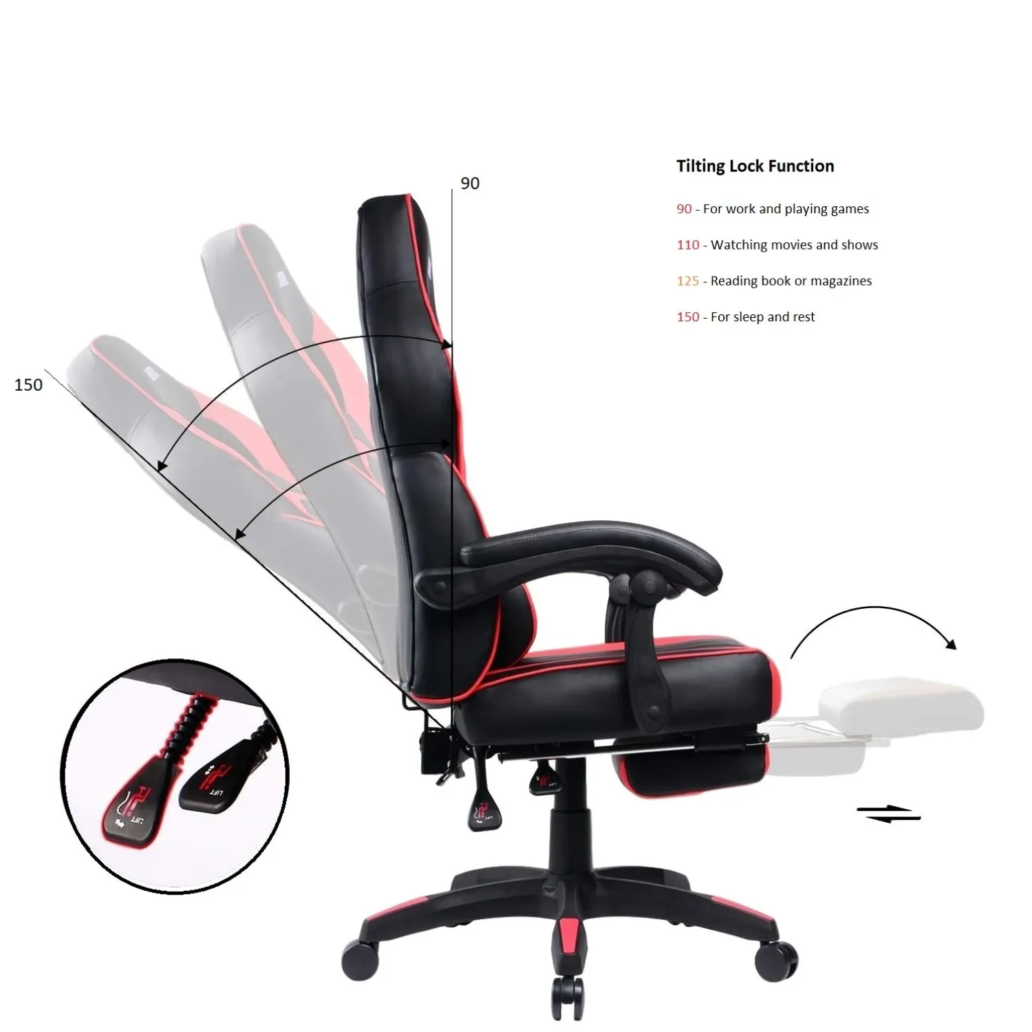 FOOTREST SERIES/ 055 GAMING CHAIR (BLACK & ORANGE)