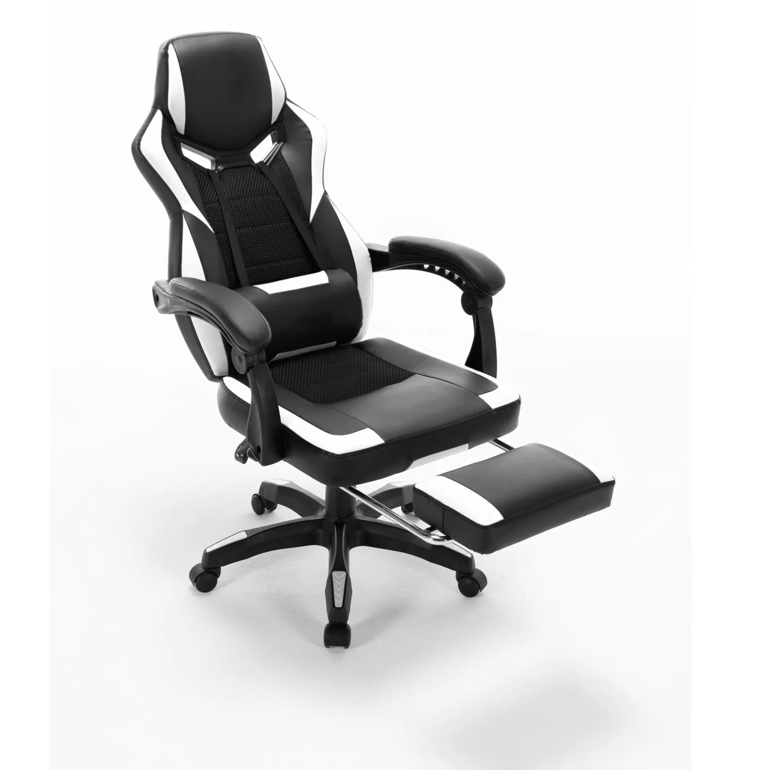 FOOTREST SERIES/ 8221 GAMING CHAIR (BLACK & WHITE)