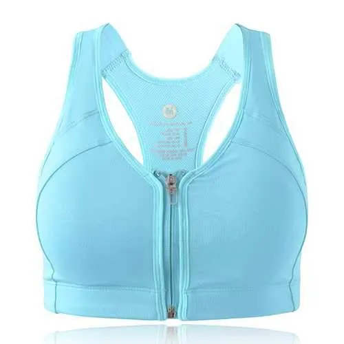 Front Zipper Padded Yoga Sports Vest Bra