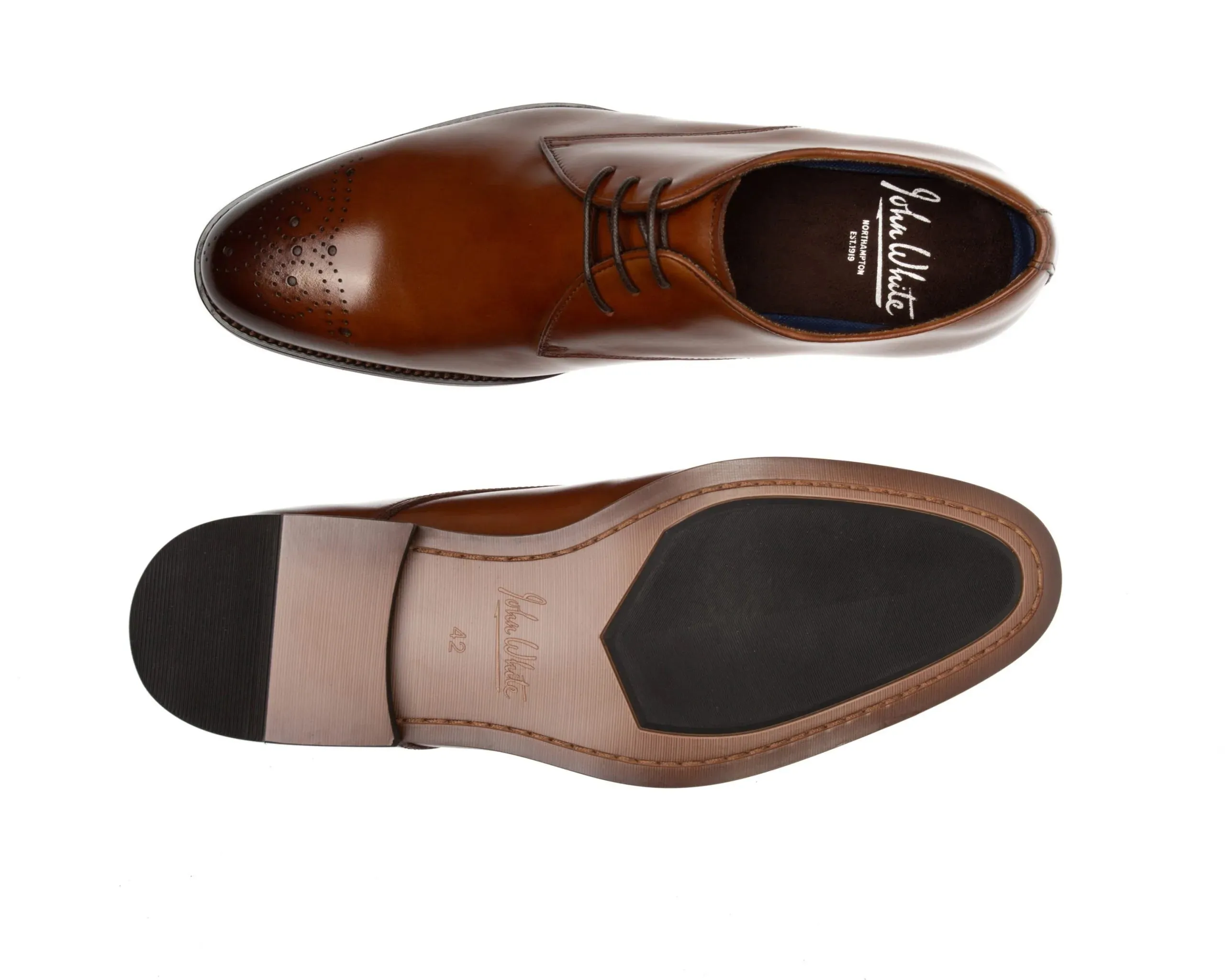 John White Romsey Tan Derby Shoes