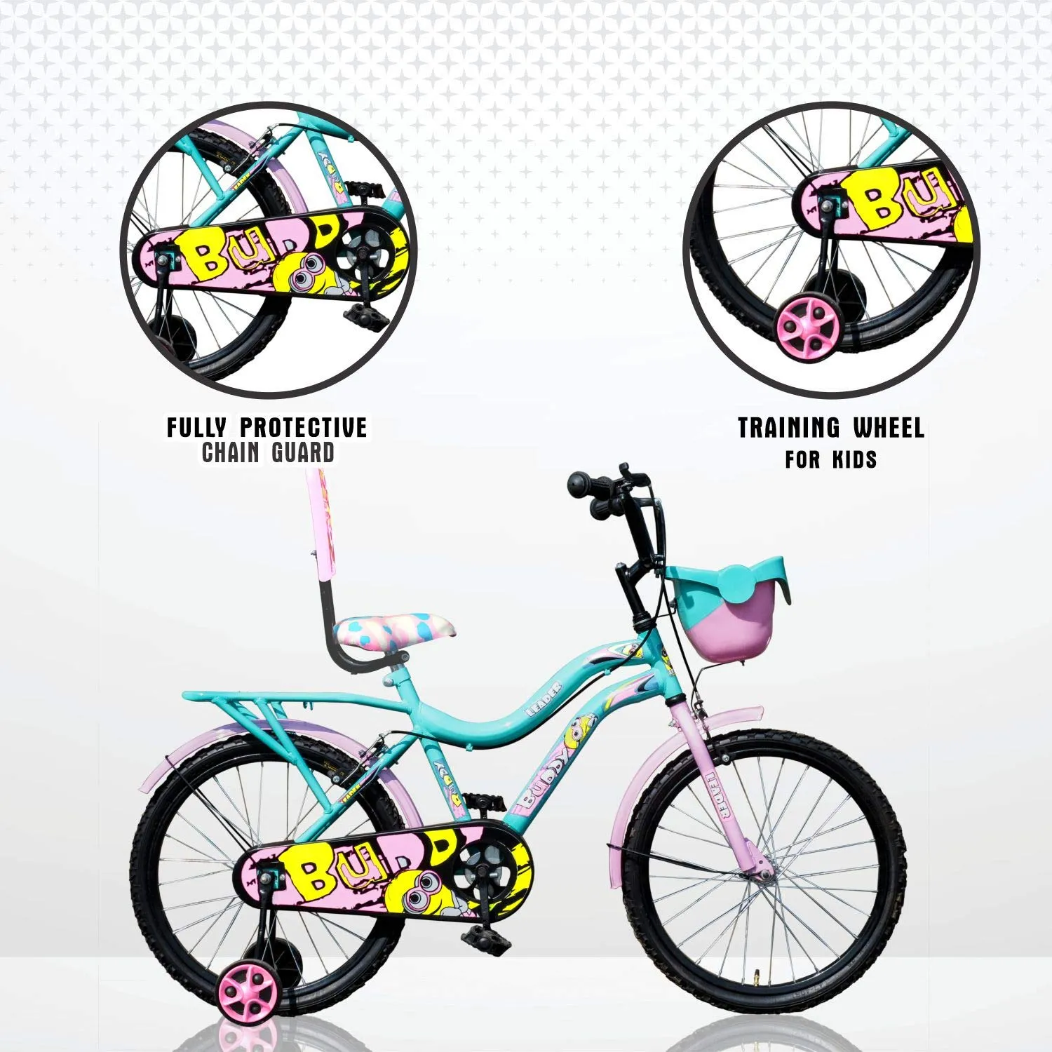 Leader Buddy 20T Kids Cycle for 5 to 9 Years Suitable for Boy and Girl Both - Sea Green/Light Pink