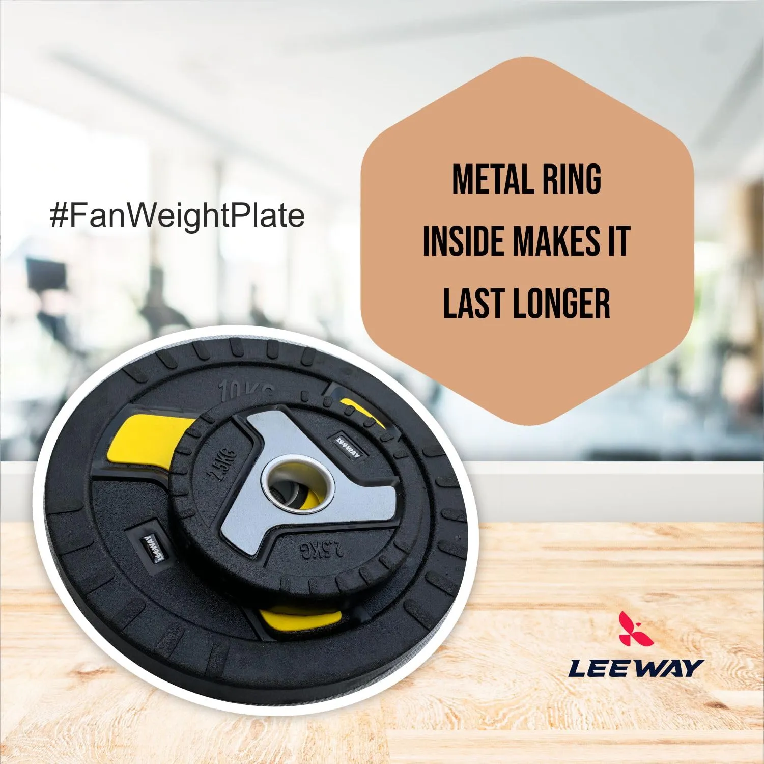 LEEWAY Fan design Rubber Weight Plates with 50 mm Dia(100kg Set)| Olympic Rubber Weight Plates| Rubber Weight| Spare Gym Weight| Barbell Weight Plate (Fan Plate 100 kg Set (2.5X4 5X4 7.5X4 10X4))