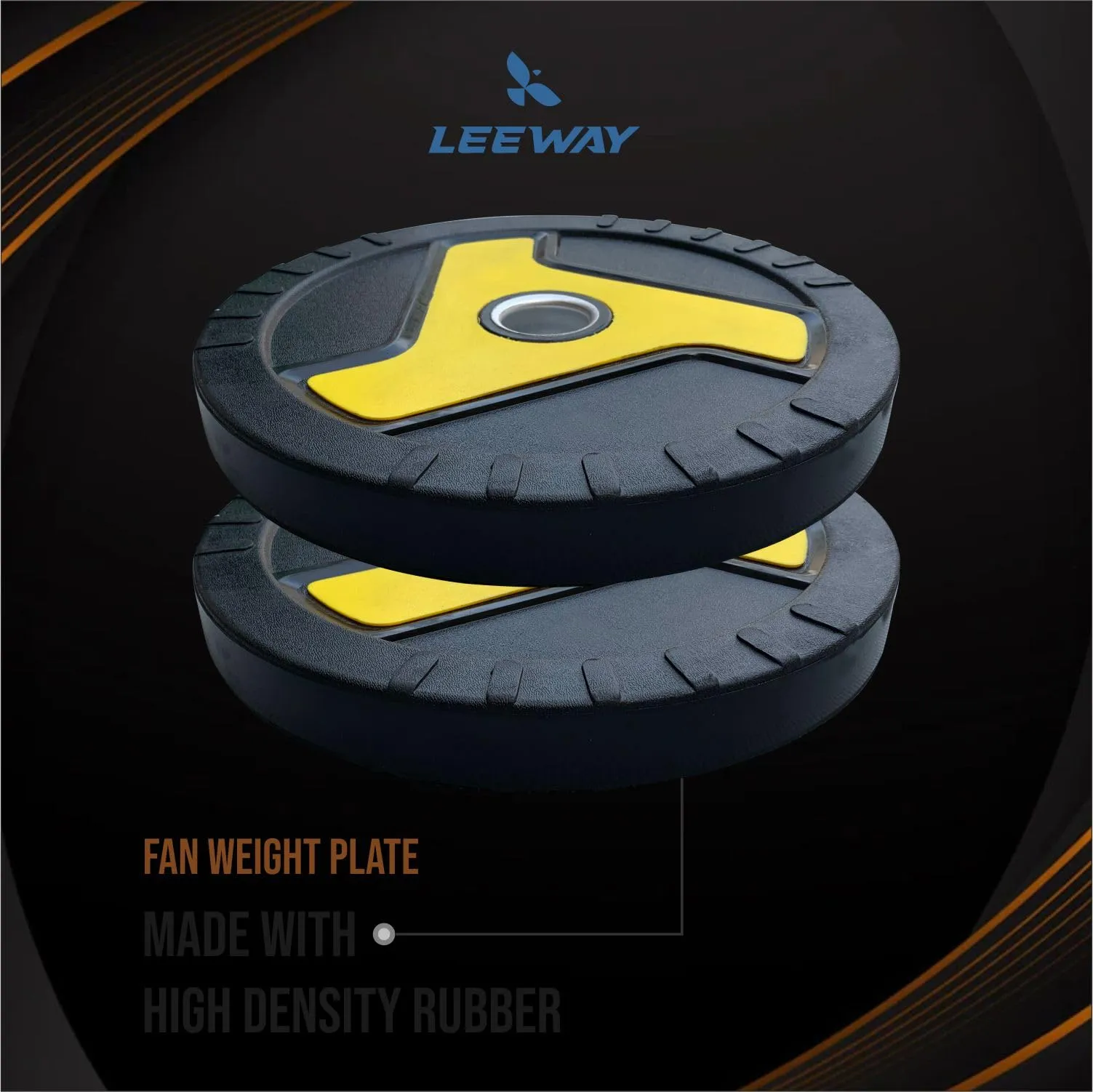 LEEWAY Fan design Rubber Weight Plates with 50 mm Dia(100kg Set)| Olympic Rubber Weight Plates| Rubber Weight| Spare Gym Weight| Barbell Weight Plate (Fan Plate 100 kg Set (2.5X4 5X4 7.5X4 10X4))