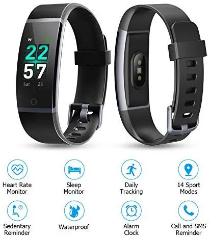 Letsfit Fitness Tracker, Activity Tracker Watch with Heart Rate Monitor, IP68 Standard Smart Watch with Step Counter, Calorie Counter, Call & SMS Pedometer Watch