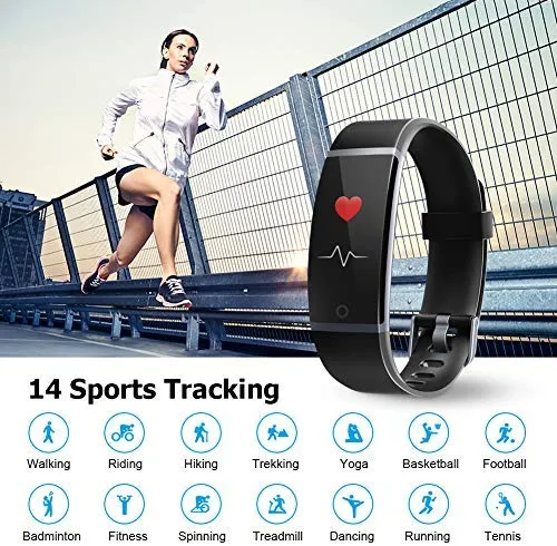 Letsfit Fitness Tracker, Activity Tracker Watch with Heart Rate Monitor, IP68 Standard Smart Watch with Step Counter, Calorie Counter, Call & SMS Pedometer Watch