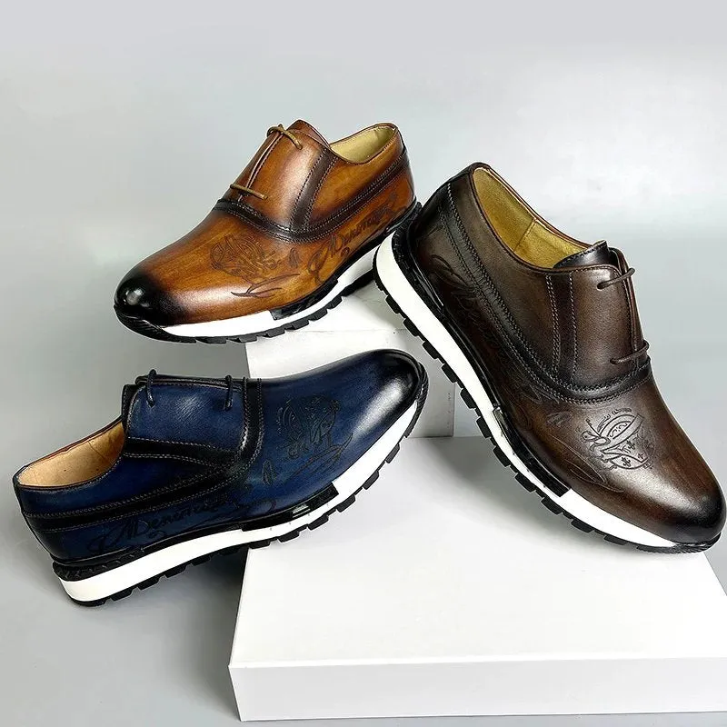 Letter Engraving Genuine Leather Shoes