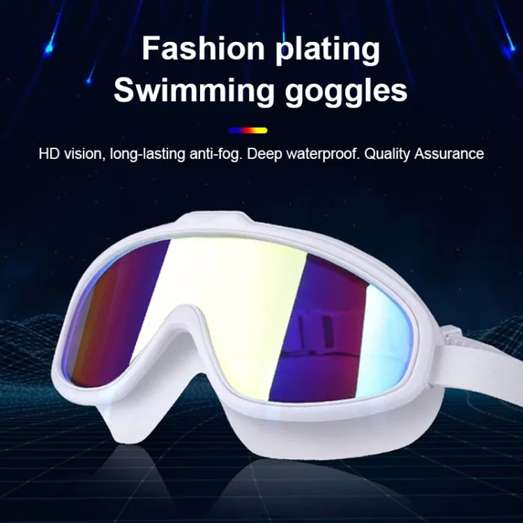 Liquid Silicone Swimming Equipment HD Anti-fog Comfortable Electroplated Swimming Goggles(White Transparent)