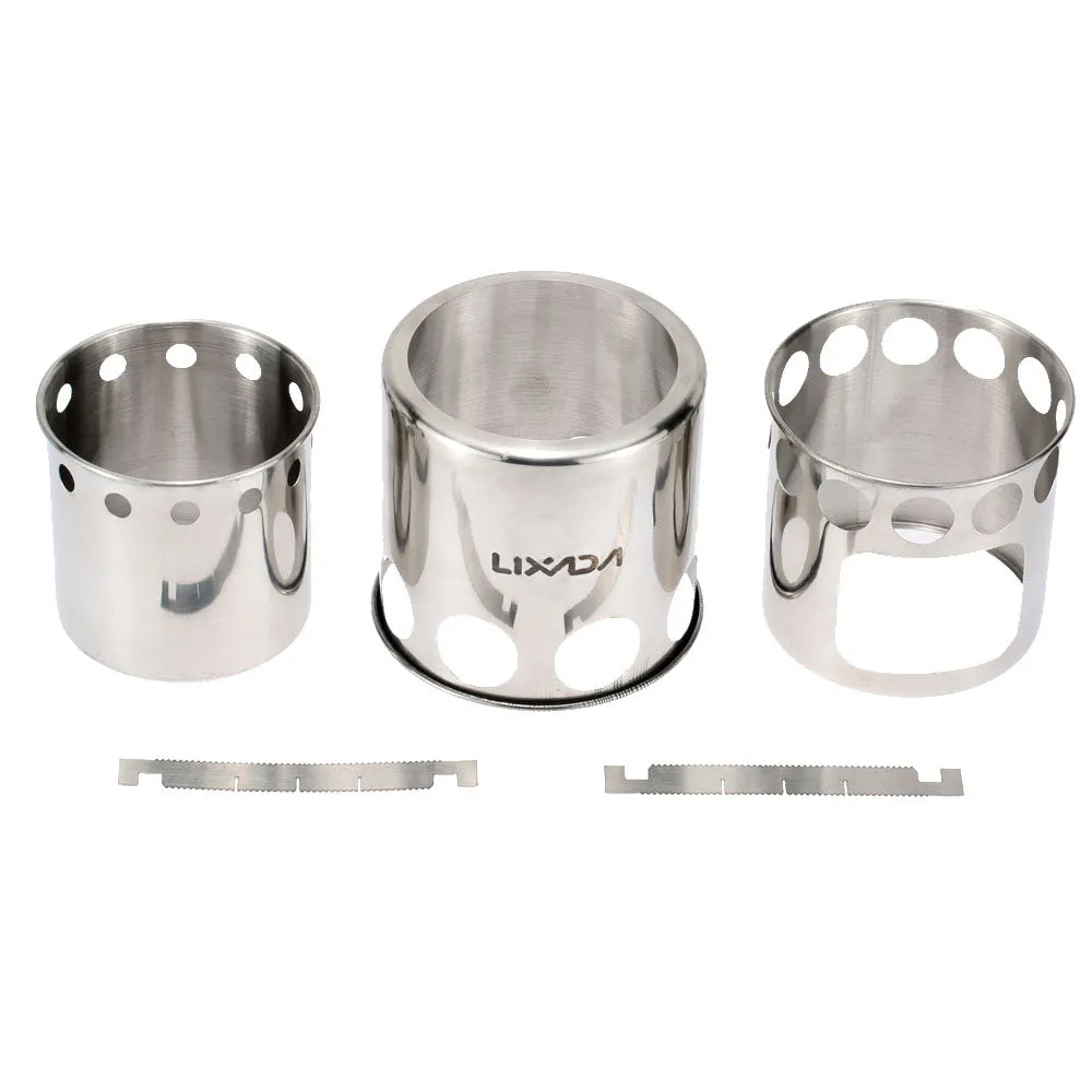 Lixada Portable Stainless Steel Lightweight Wood Stove Outdoor Cooking Picnic Camping Burner