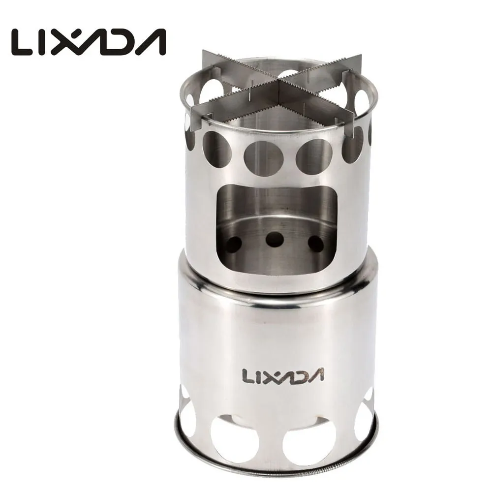 Lixada Portable Stainless Steel Lightweight Wood Stove Outdoor Cooking Picnic Camping Burner