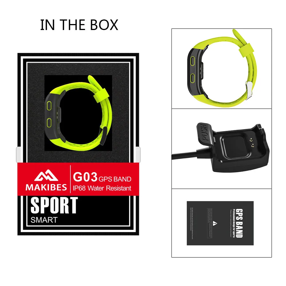 Makibes G03 Smart Bracelet IP68 Waterproof Smart Band Heart Rate Monitor Call Reminder GPS chip S908 Sports Bracelet