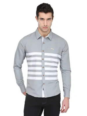 Men Slate Grey Cotton & Spandex Shirt