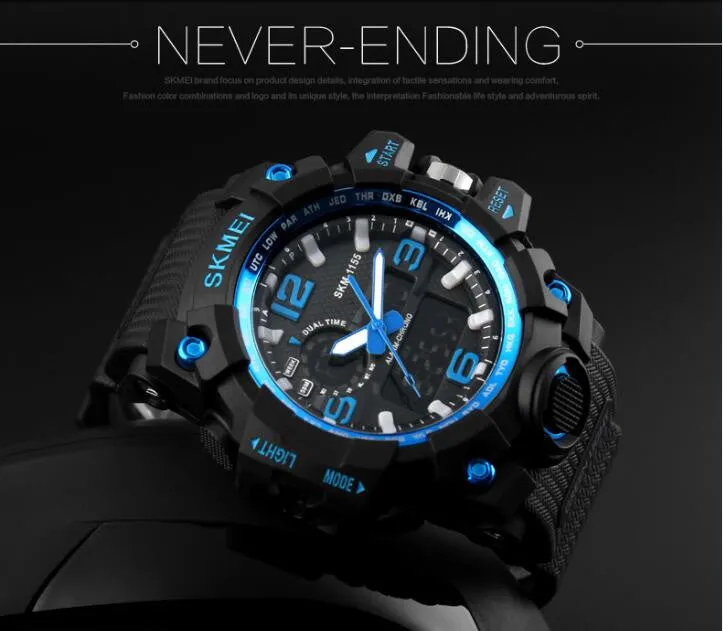 Men's Ultra Tough Waterproof Digital and Analog Sports Watch Multiple Colors Available