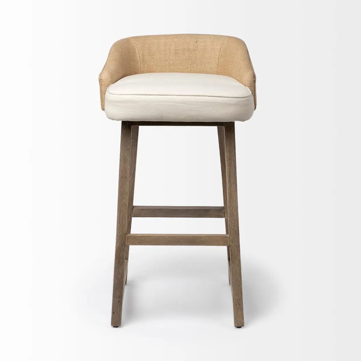 Monmouth Bar Counter Stool Cream Fabric | Brown Wood | Bar