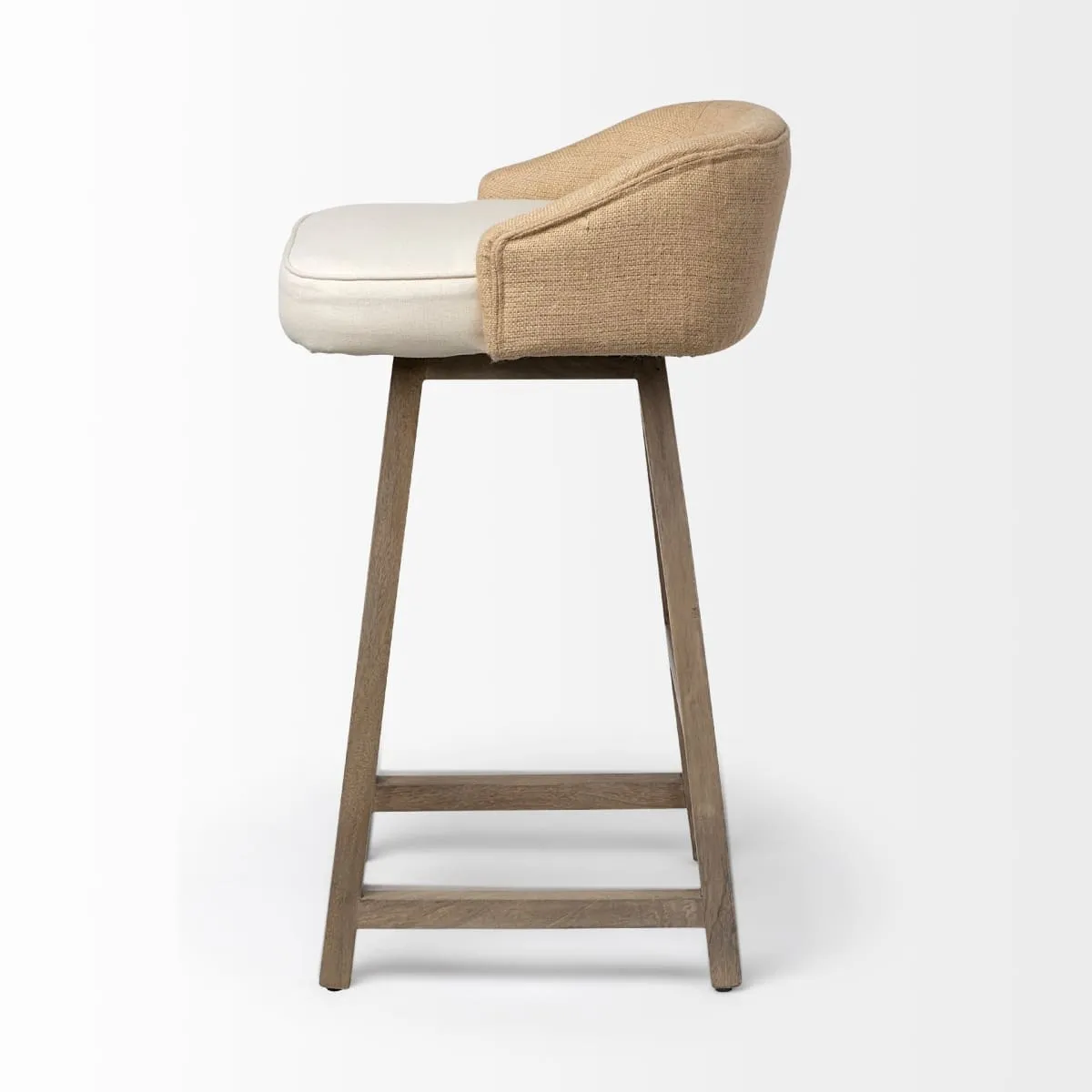 Monmouth Bar Counter Stool Cream Fabric | Brown Wood | Bar