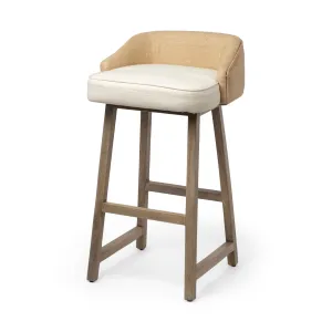 Monmouth Bar Counter Stool Cream Fabric | Brown Wood | Bar