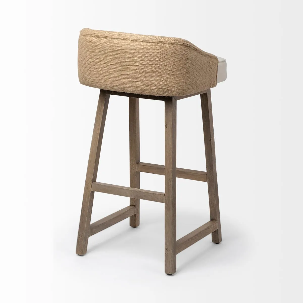 Monmouth Bar Counter Stool Cream Fabric | Brown Wood | Bar