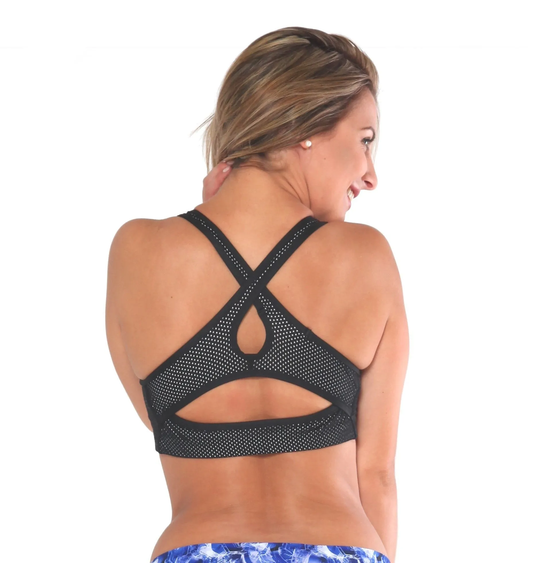 Monochrome Sports Mesh V Neck Max Impact Crop Top