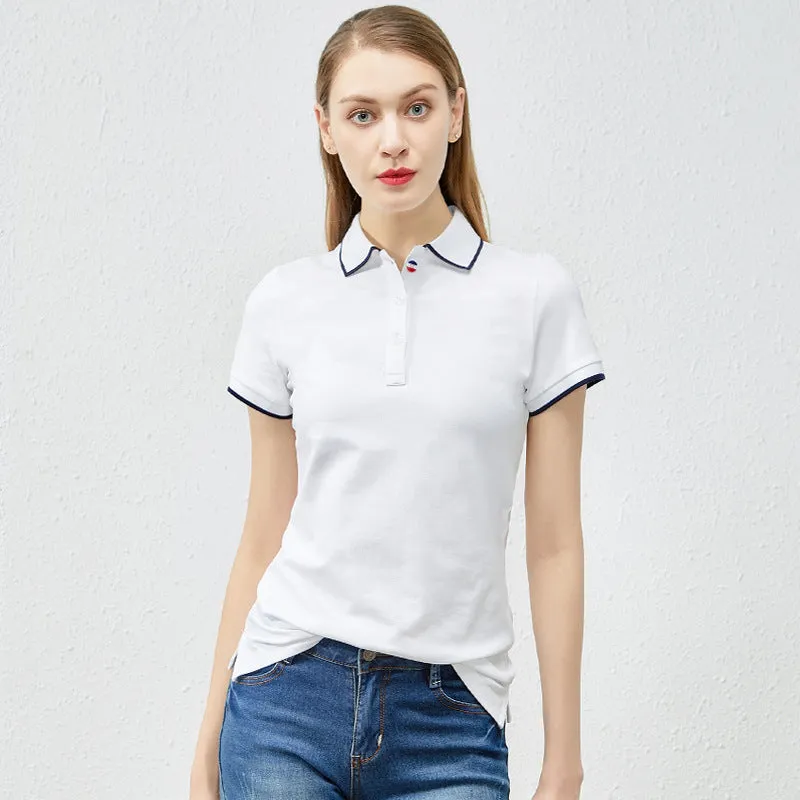 New Collection Best Quality Women's T-shirt Short Sleeve 100% Cotton Polo Neck Golf Sports Top Polo Shirt For Women's