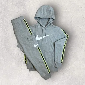 NIKE REPEAT FLEECE TRACKSUIT - GREY/NEON