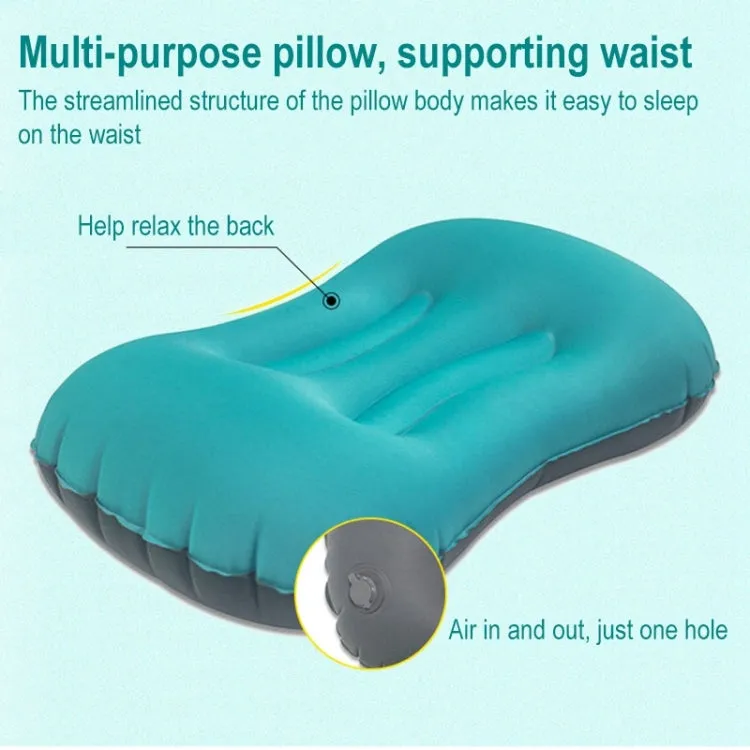 Outdoor Camping Trip Foldable Portable Inflatable Pillow Nap Waist Pillow, Specification:Inflate with Your Mouth(Light Gray)