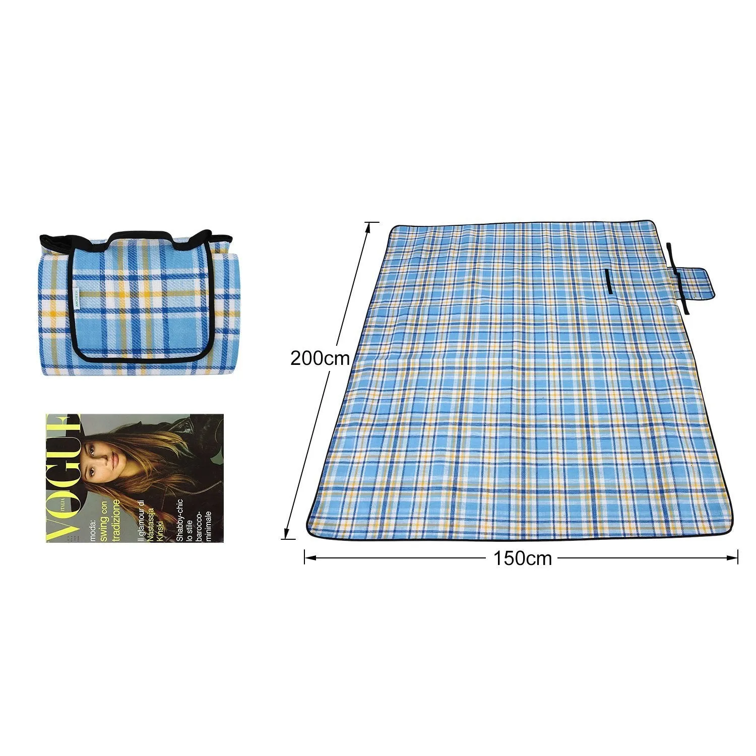 Outdoor Picnic blanket, Picnic Mat with Waterproof Backing for Picnics, Beaches and Outings