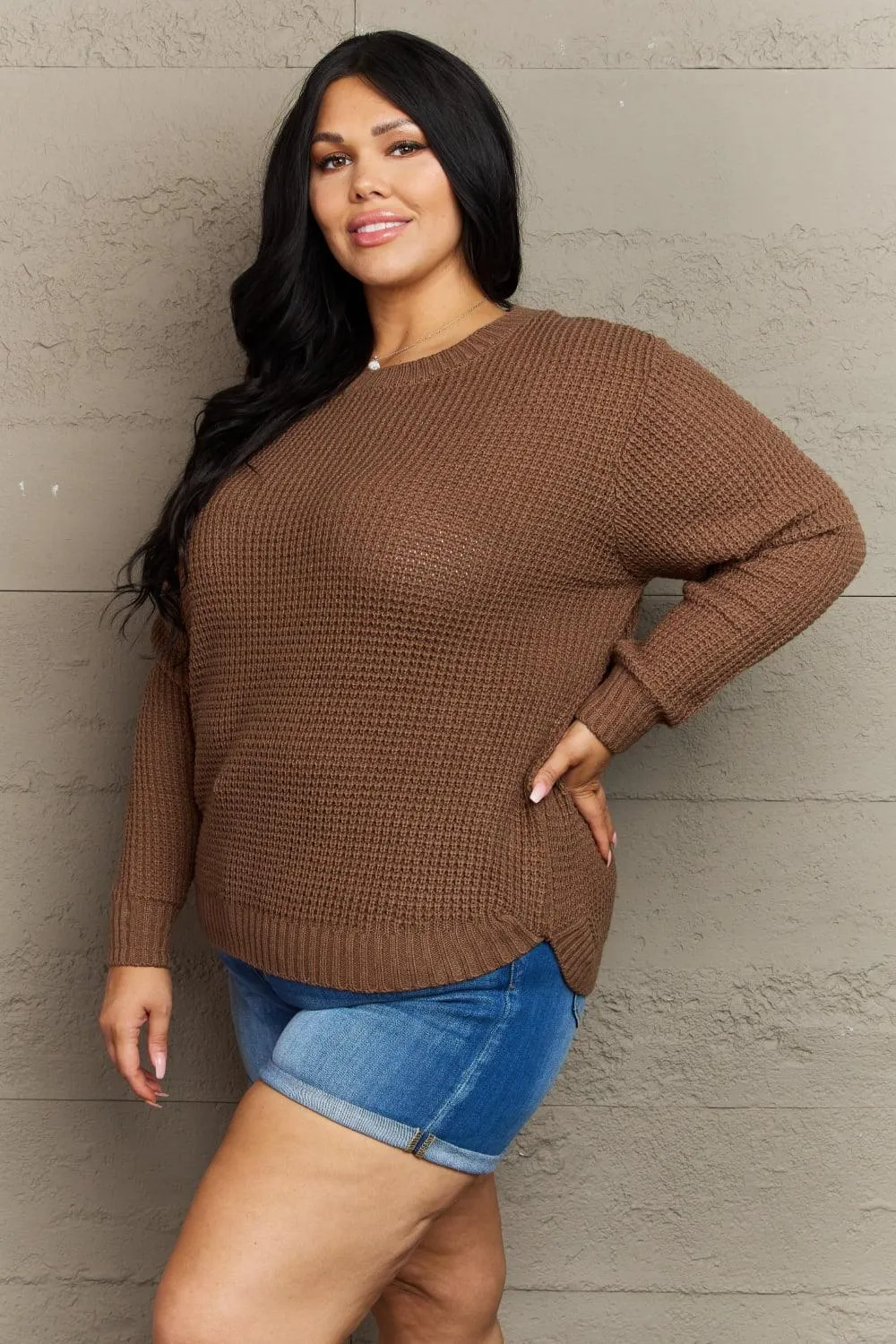 Plus Size Waffle Knit Sweater