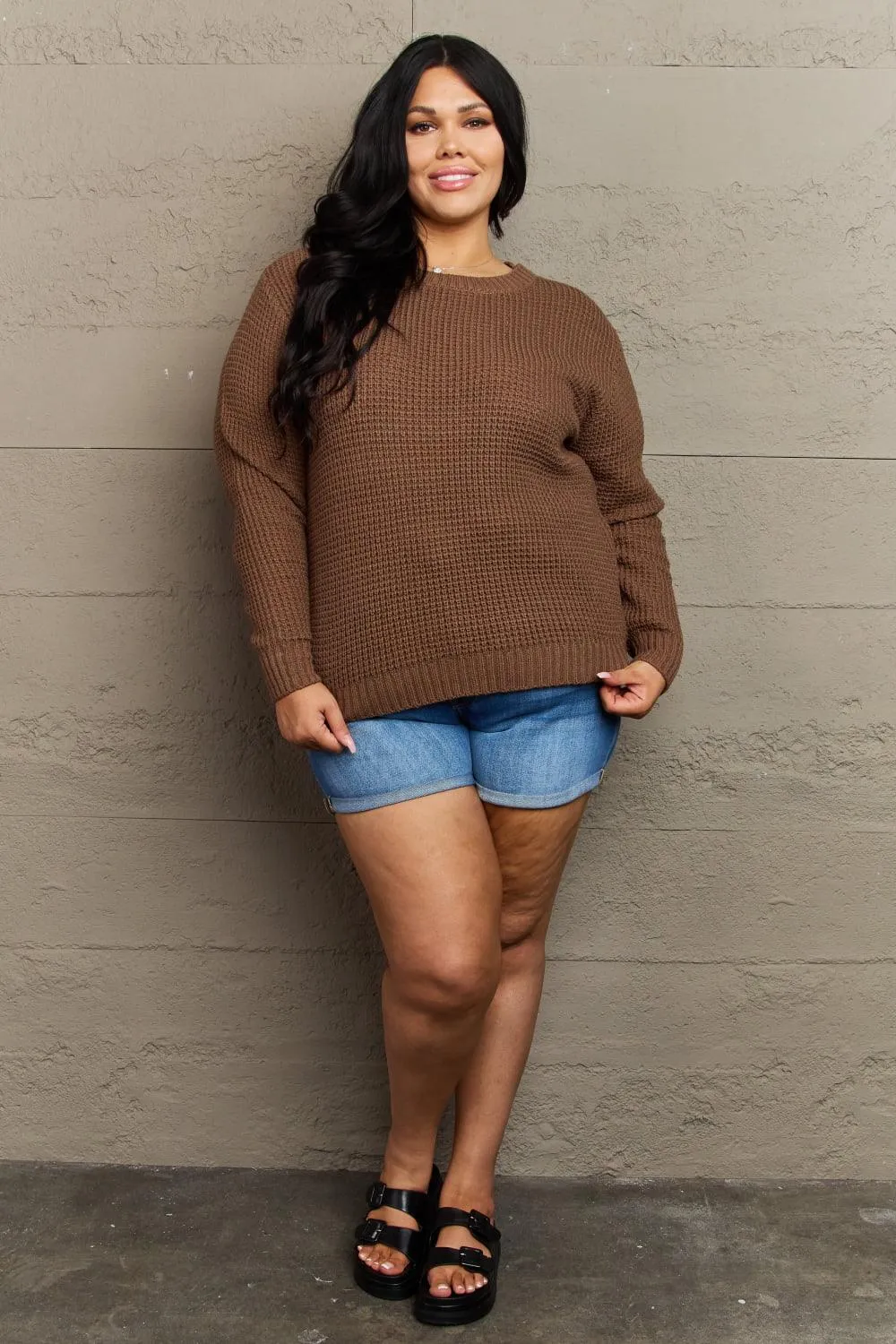 Plus Size Waffle Knit Sweater