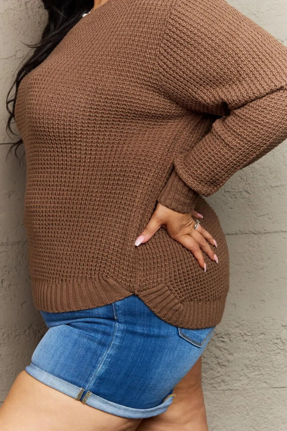 Plus Size Waffle Knit Sweater