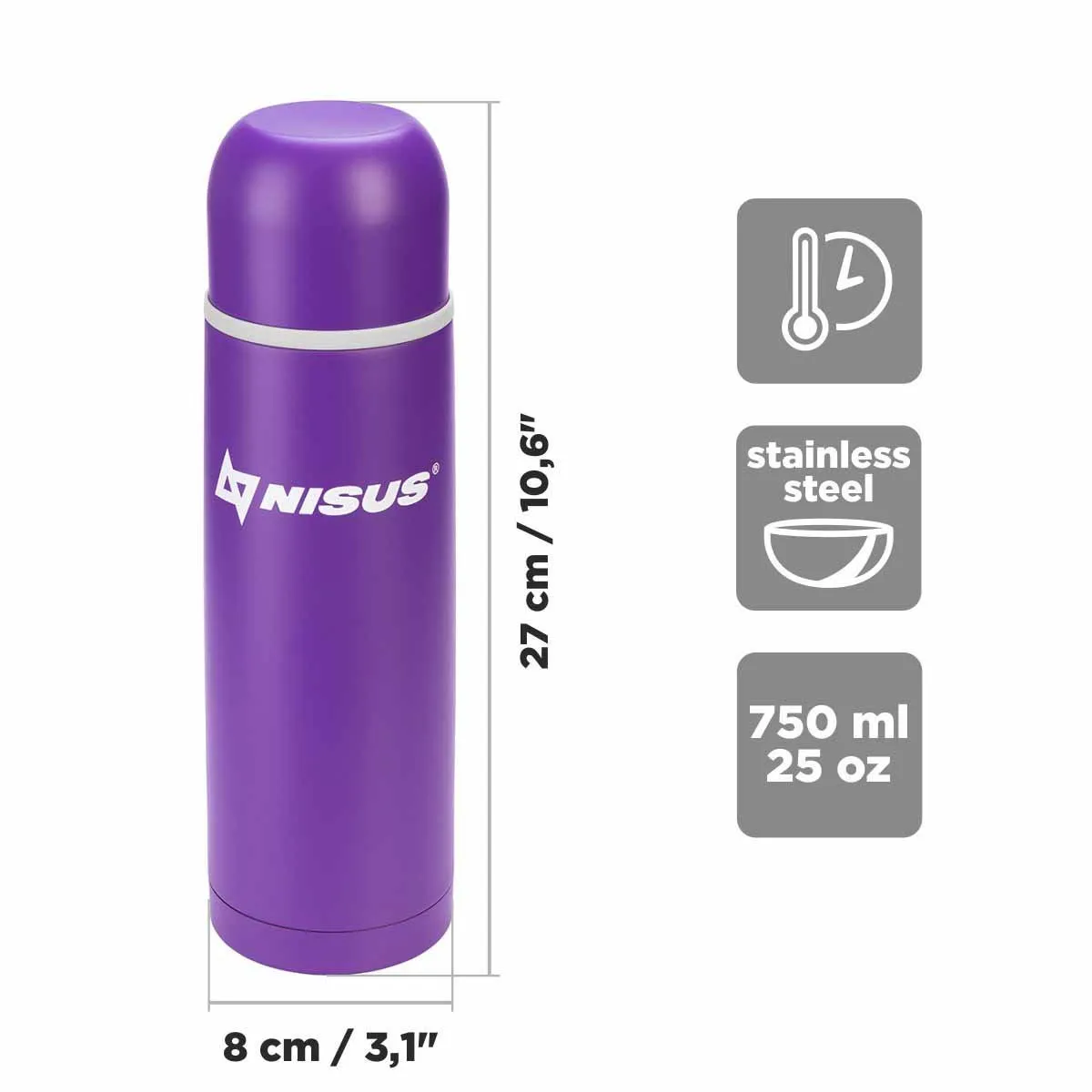 Portable Insulated Vacuum Flask with 2 Lid Cups, 25 oz, Limited Edition