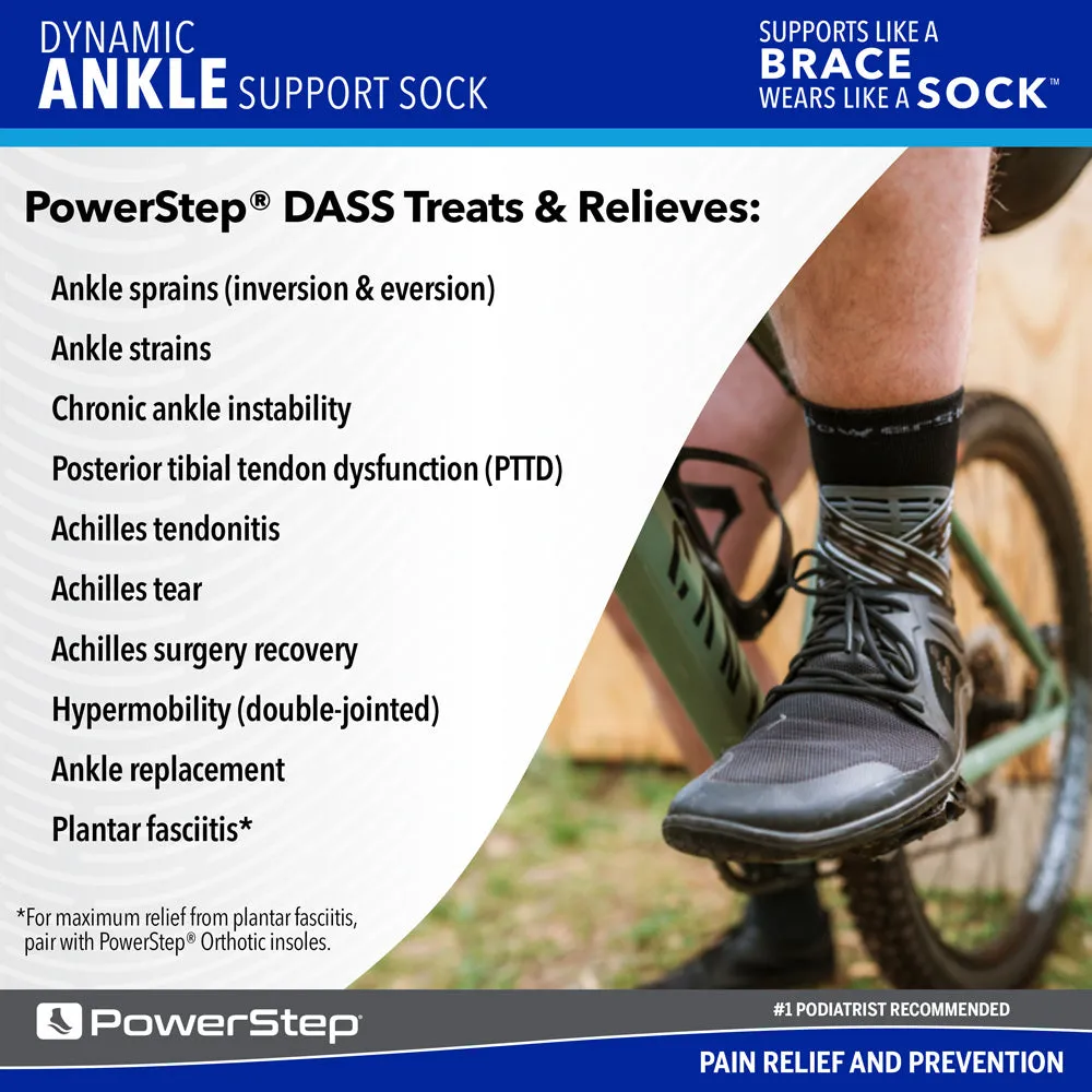 PowerStep Dynamic Ankle Support Sock | Compression Sock & Ankle Support Brace for Ankle Pain and Injuries