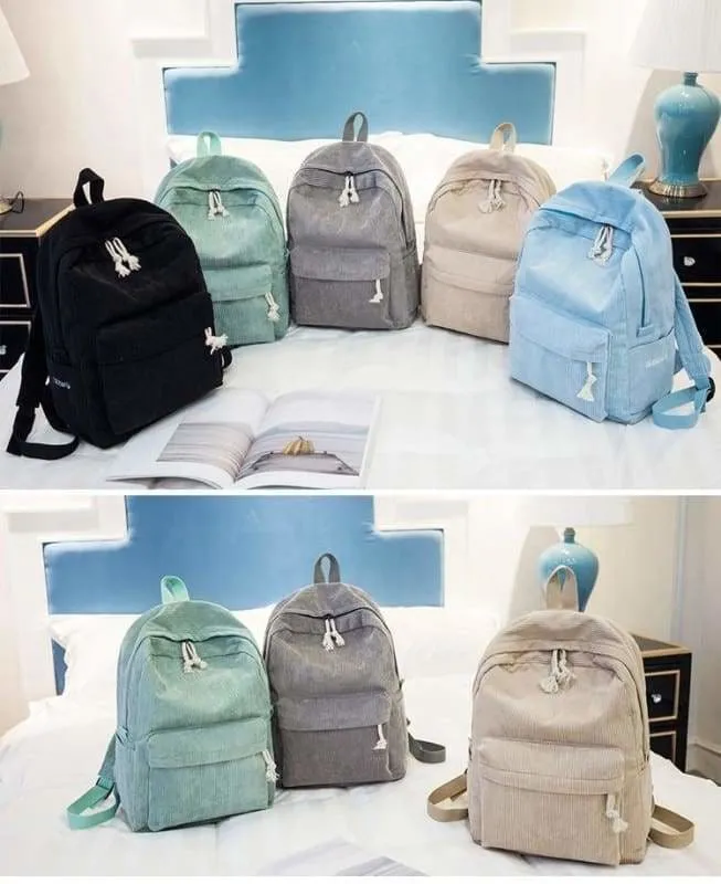 Preppy Style Soft Fabric Backpack Female