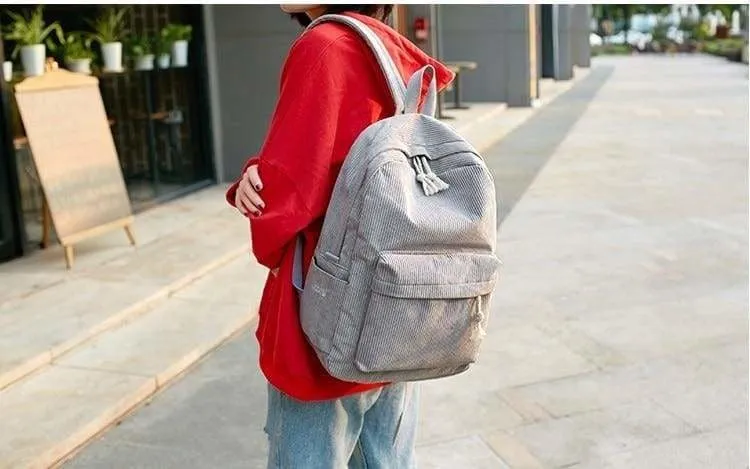 Preppy Style Soft Fabric Backpack Female