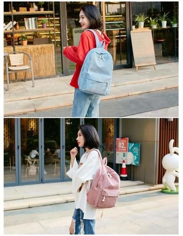 Preppy Style Soft Fabric Backpack Female