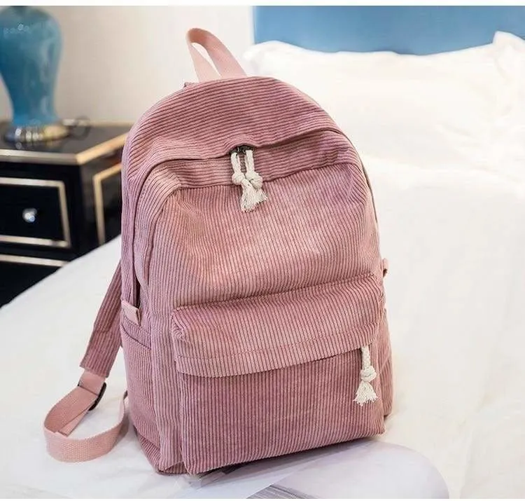 Preppy Style Soft Fabric Backpack Female