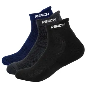 REACH Bamboo Ankle Socks for Men & Women | Breathable Mesh & Odour Free Socks | Sports & Gym Socks | Soft & Comfortable | Pack of 3 | Black, Navy Blue & Dark Grey