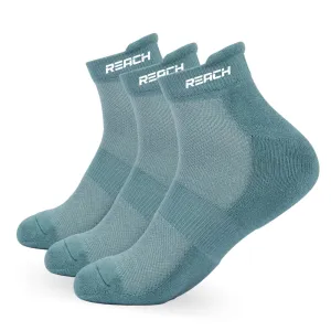 REACH Bamboo Fibre Ankle Length Socks For Men & Women | Breathable Mesh & Odour Free Socks | Sports & Gym Socks | Soft & Comfortable | Pack Of 3 | Sea Green