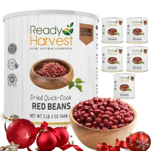 Ready Harvest Dehydrated Whole Food Red Beans - 25 Year Shelf Life - Six #10 Cans